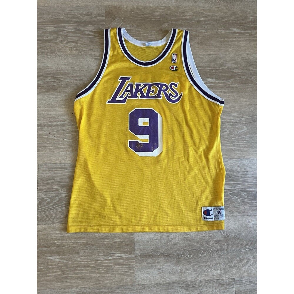 Nick Van Exel Champion Los Angeles Lakers Jersey Mens 48 Large Yellow / Gold NB